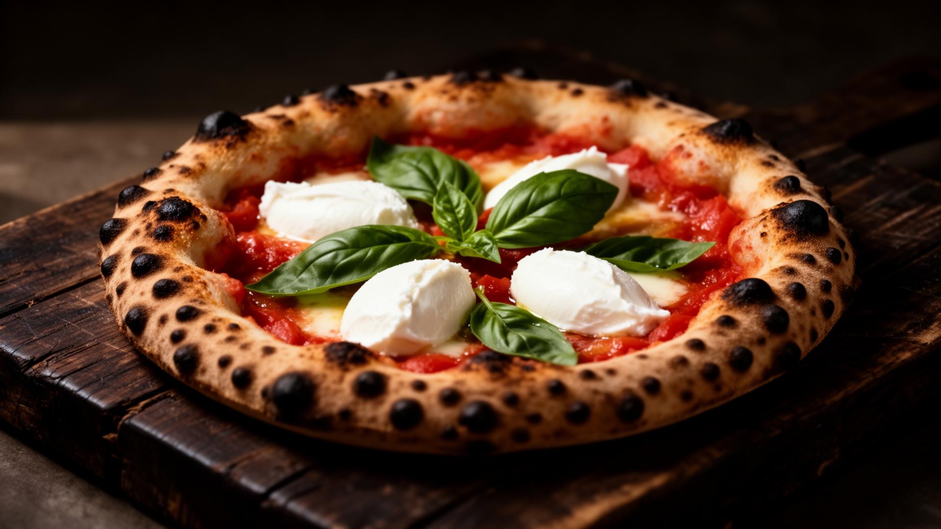Pizza artigianale Margherita appena uscita dal forno